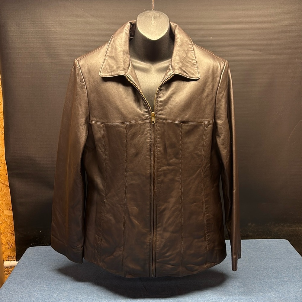 RedHead Women's Dark Brown Leather Zip Jacket